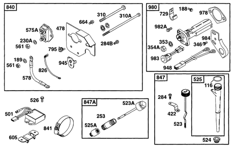 Panel Kit, Oil Gard,oil Fill Diagram and Parts List for 195431-2234-XX  Briggs and Stratton Engine